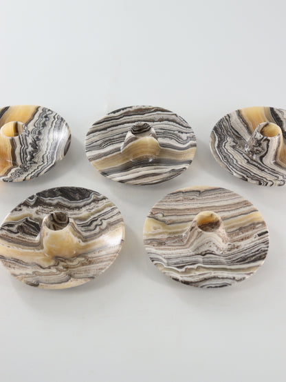 Chocolate and Yellow Zebra Onyx Palo Santo Holders Set of 10