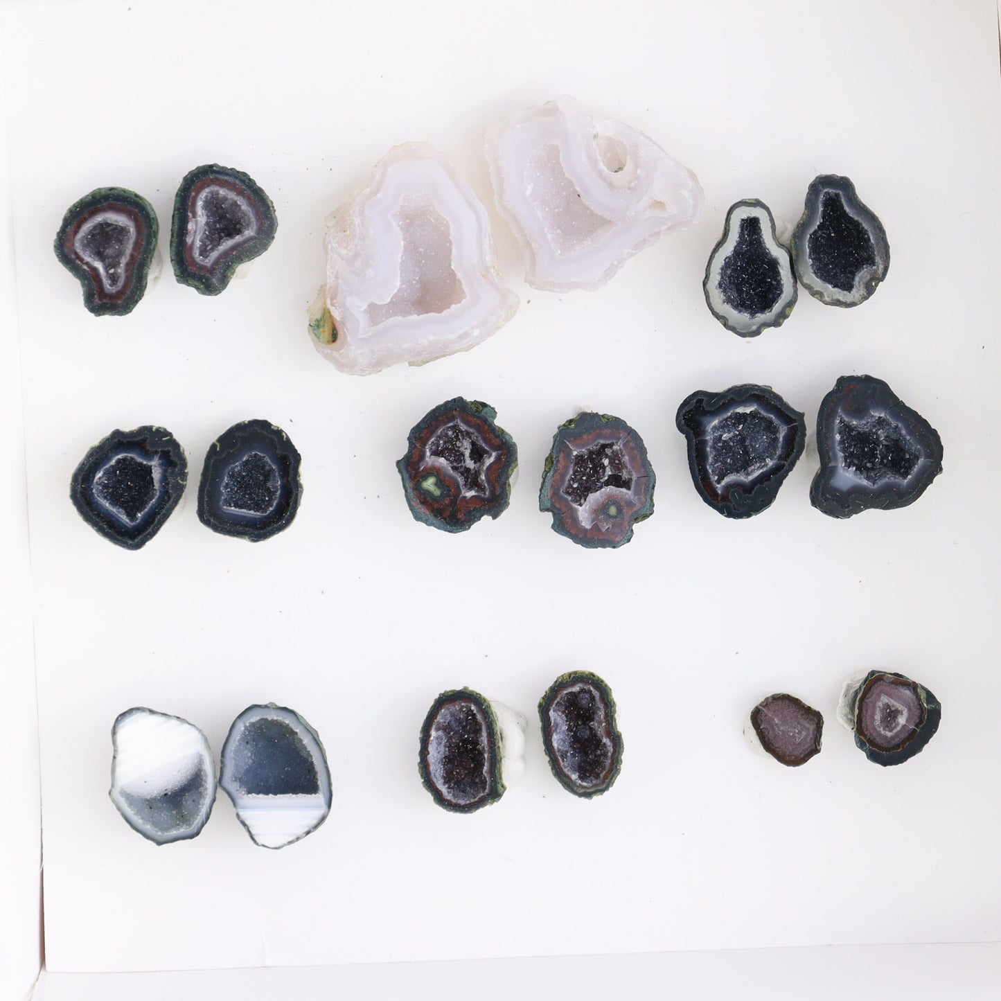 Tabasco Geodes 9 Pairs - Expert Wholesale and Supplier of Wholesale Crystals & Bulk Gemstones, ["Geodes","Tabasco Geode"]