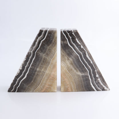 One Pair of Mexican Onyx/Calcite Brown Zebra Polished Bookend - Expert Wholesale and Supplier of Wholesale Crystals & Bulk Gemstones, ["Bookends","Calcite","Catalog Onyx","Mexico","onyx"]
