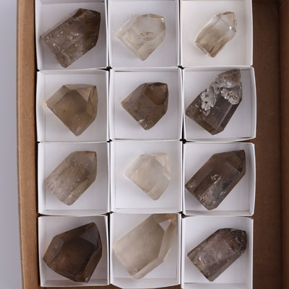 Smoky Quartz Towers Set of 12 - Expert Wholesale and Supplier of Wholesale Crystals & Bulk Gemstones, ["Points","Quartz","Smoky Quartz","Towers"]