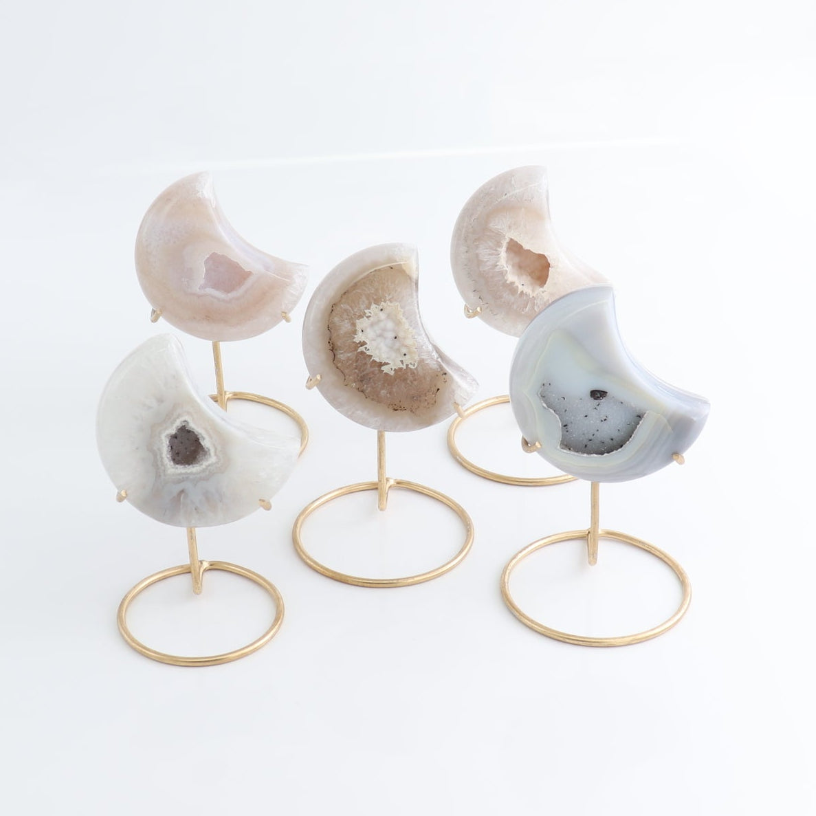 Agate Moons with Stand Set of 5