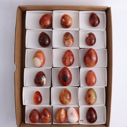 Carnelian Eggs Flat of 20 - Expert Wholesale and Supplier of Wholesale Crystals & Bulk Gemstones, ["carnelian","Eggs","Madagascar"]