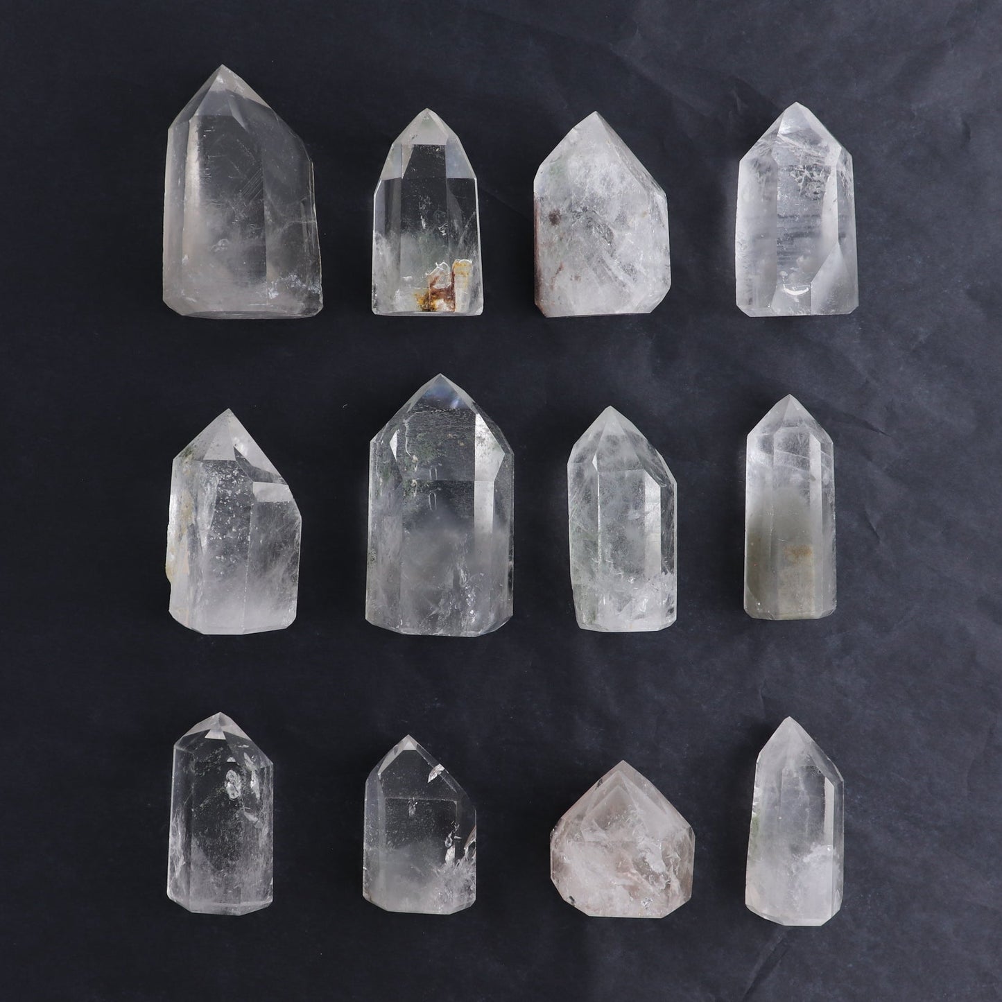 Quartz Towers Set of 12 - Expert Wholesale and Supplier of Wholesale Crystals & Bulk Gemstones, ["Brazil","Clear Quartz","Points","Quartz","Towers"]