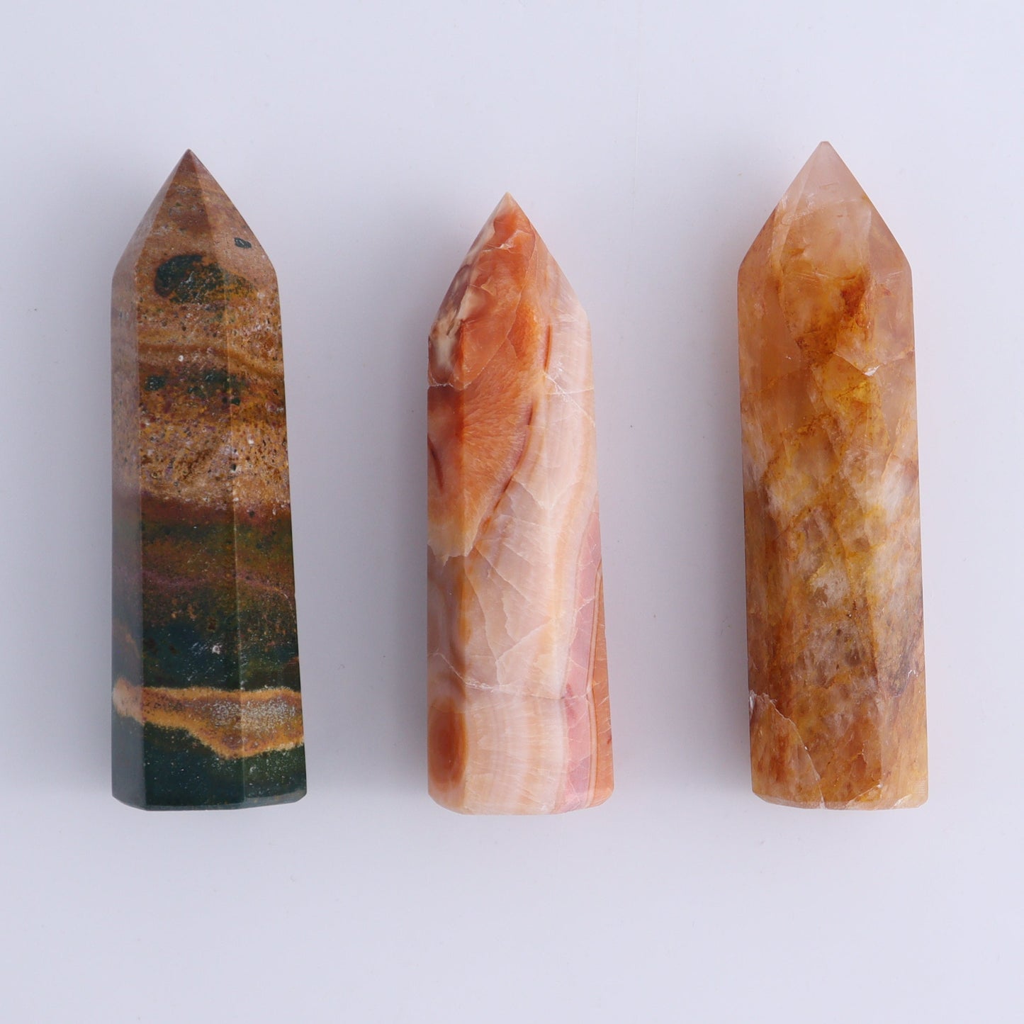 Ocean Jasper & Rose Quartz Towers Set of 10 - Expert Wholesale and Supplier of Wholesale Crystals & Bulk Gemstones, ["jasper","Madagascar","Ocean Jasper","Quartz","Rose Quartz","Towers"]
