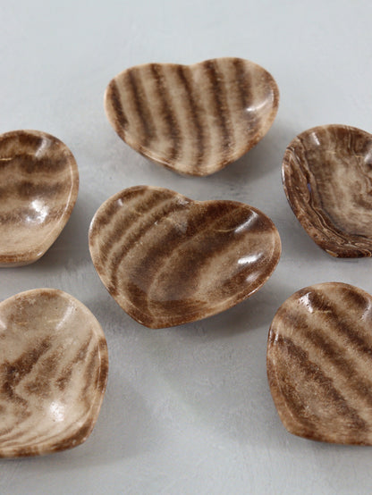 Chocolate Zebra Onyx Heart Bowls Set of 6 - Expert Supplier of Wholesale Crystals & Bulk Gemstones