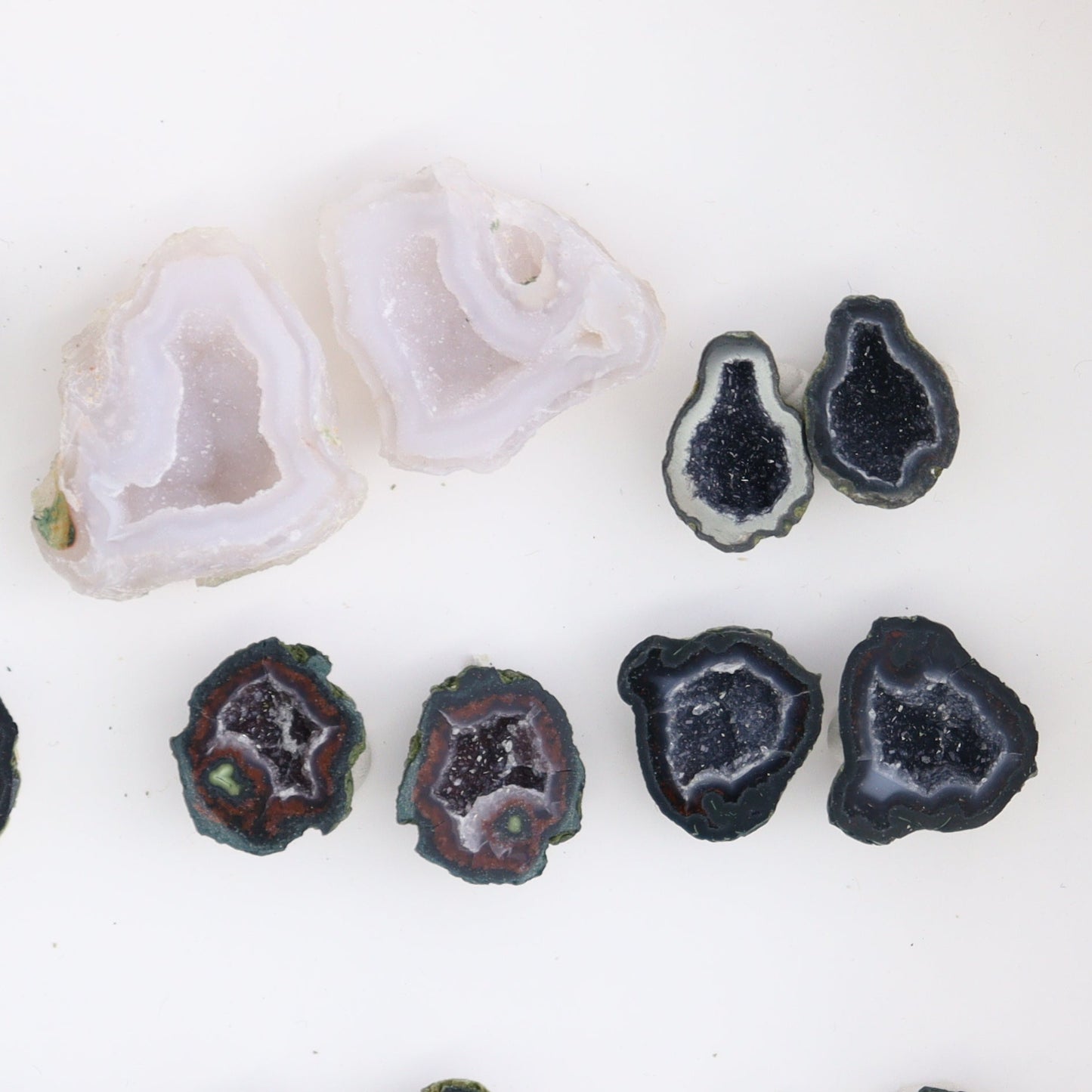 Tabasco Geodes 9 Pairs - Expert Wholesale and Supplier of Wholesale Crystals & Bulk Gemstones, ["Geodes","Tabasco Geode"]
