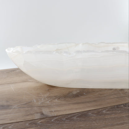 Mexican Onyx/Calcite Canoe Bowl 28"