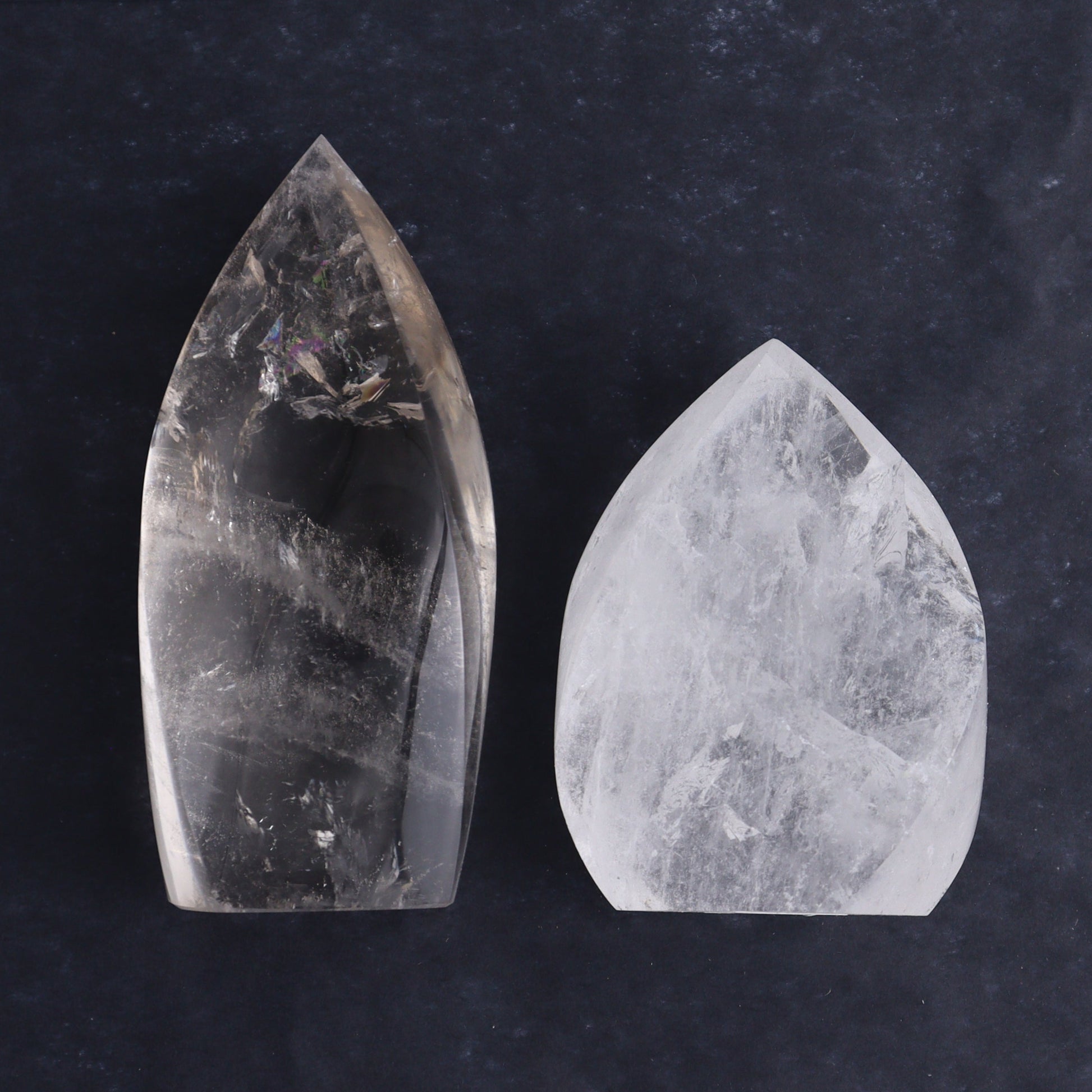 Imperfect Clear and Smoky Quartz Flames Set of 6 - Expert Wholesale and Supplier of Wholesale Crystals & Bulk Gemstones, ["Brazil","Clear Quartz","flames","Quartz","Smoky Quartz"]