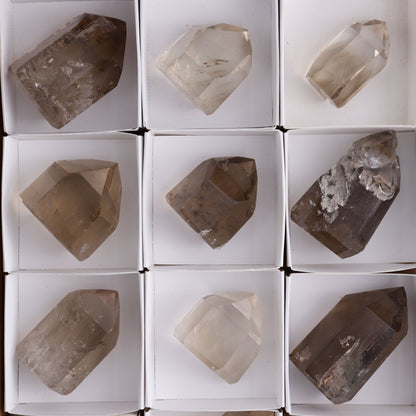 Smoky Quartz Towers Set of 12 - Expert Wholesale and Supplier of Wholesale Crystals & Bulk Gemstones, ["Points","Quartz","Smoky Quartz","Towers"]