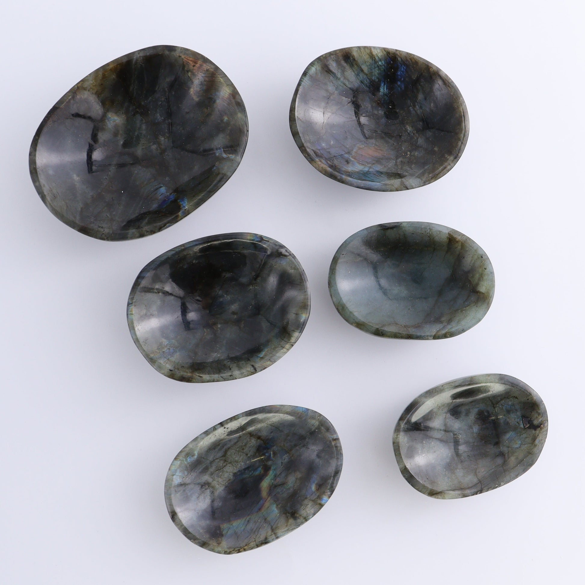 Labradorite Bowls Set of 6 - Expert Wholesale and Supplier of Wholesale Crystals & Bulk Gemstones, ["Bowls","Labradorite","Madagascar"]
