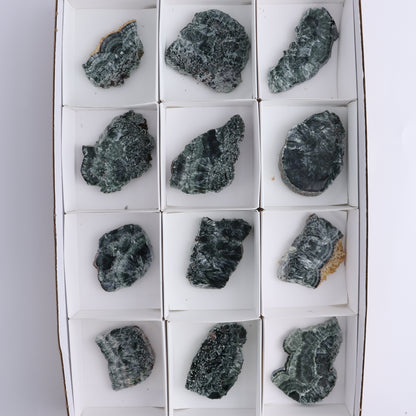 Seraphinite Slices Set of 12 - Expert Wholesale and Supplier of Wholesale Crystals & Bulk Gemstones, ["Seraphinite","Slices and Slabs"]