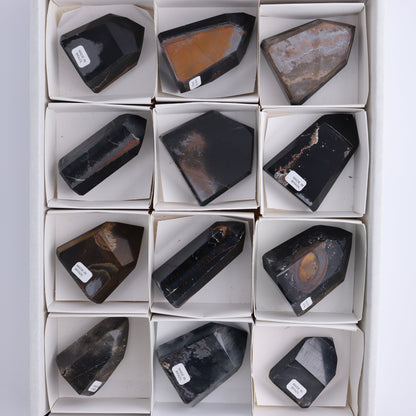 Tiger Eye Towers Set of 12 - Expert Wholesale and Supplier of Wholesale Crystals & Bulk Gemstones, ["Brazil","close_70","Tiger Eye","Towers"]