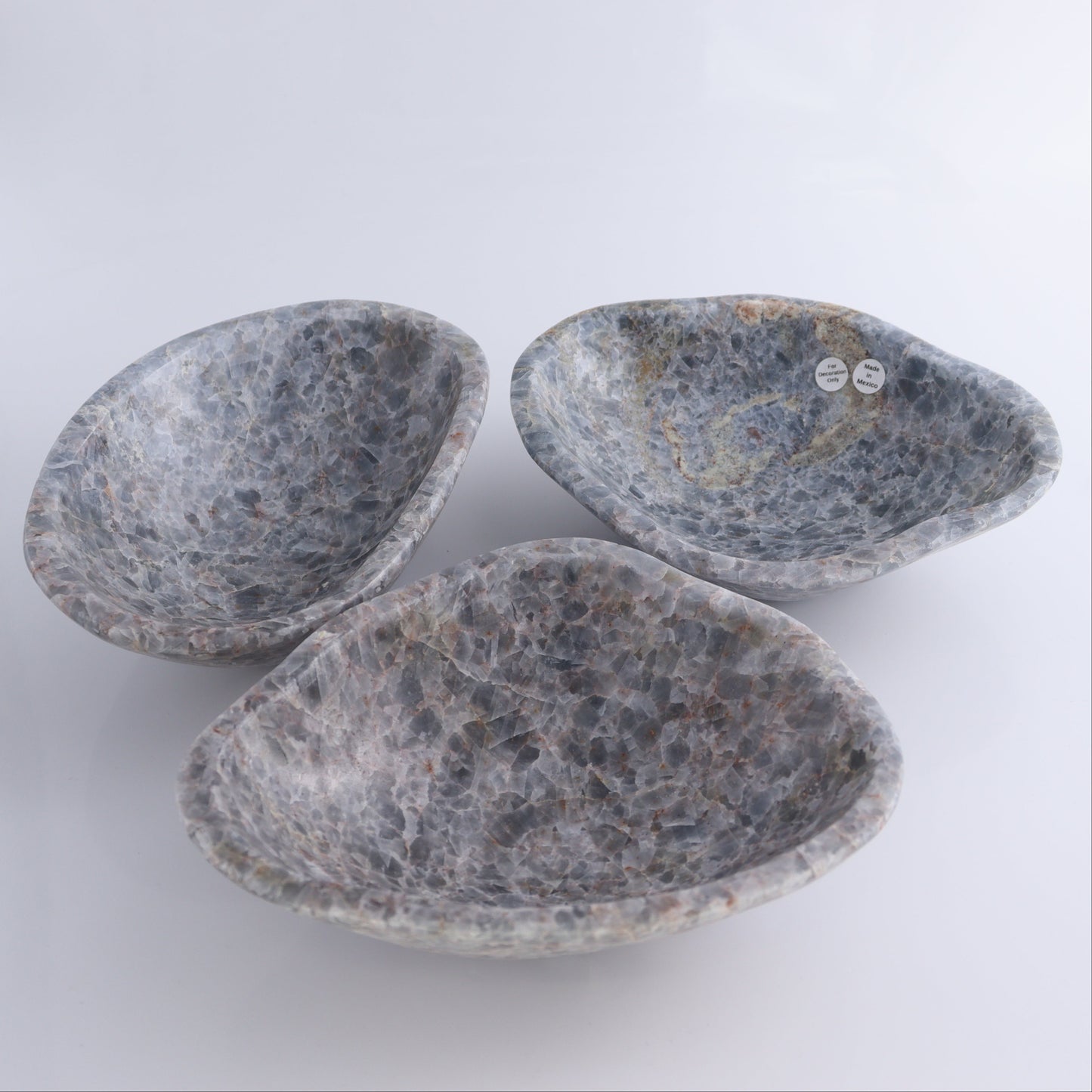 Blue Calcite Bowls Set of 3 - Expert Wholesale and Supplier of Wholesale Crystals & Bulk Gemstones, ["Blue Calcite","bowl","Bowls","Calcite","Mexico"]