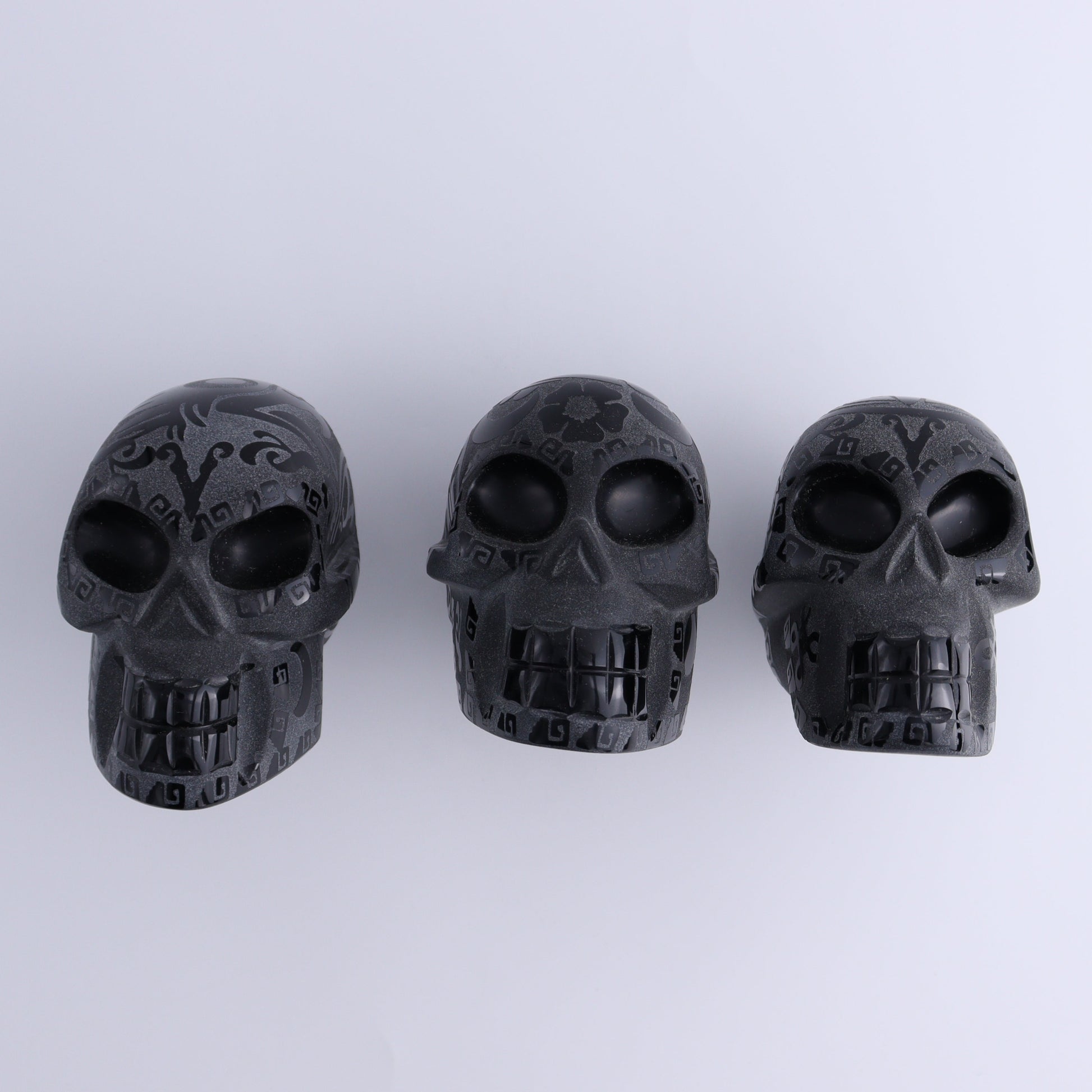 Obsidian Skulls Set of 3 - Expert Wholesale and Supplier of Wholesale Crystals & Bulk Gemstones, ["Mexico","Obsidian","Skulls"]