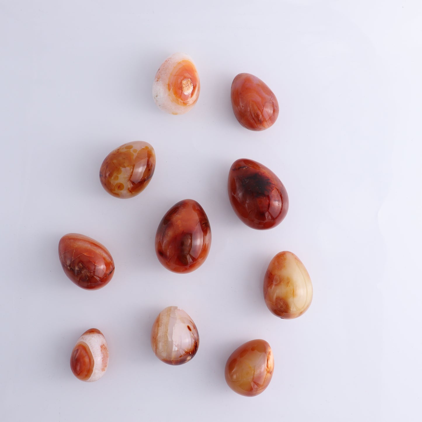 Carnelian Eggs Flat of 20 - Expert Wholesale and Supplier of Wholesale Crystals & Bulk Gemstones, ["carnelian","Eggs","Madagascar"]