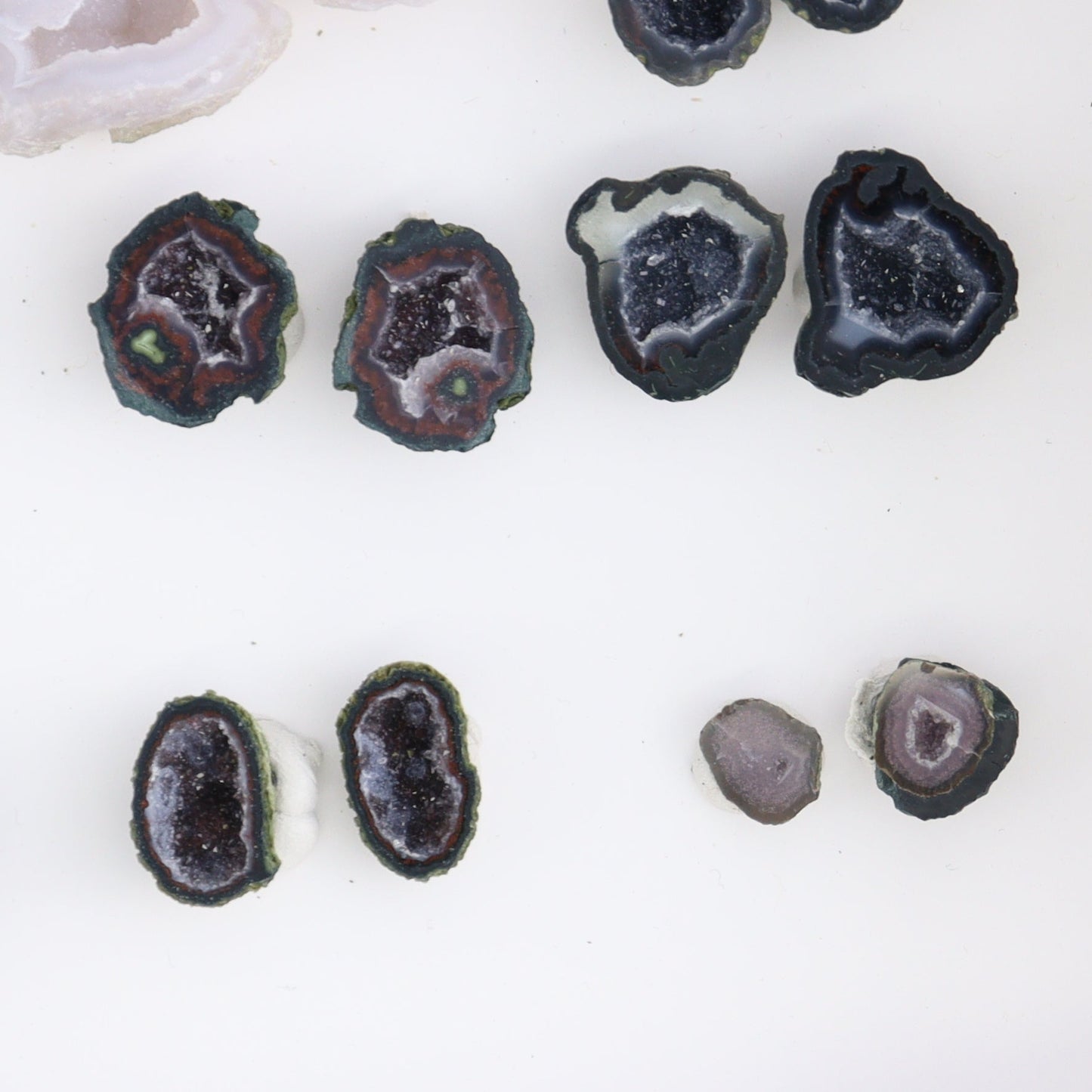 Tabasco Geodes 9 Pairs - Expert Wholesale and Supplier of Wholesale Crystals & Bulk Gemstones, ["Geodes","Tabasco Geode"]