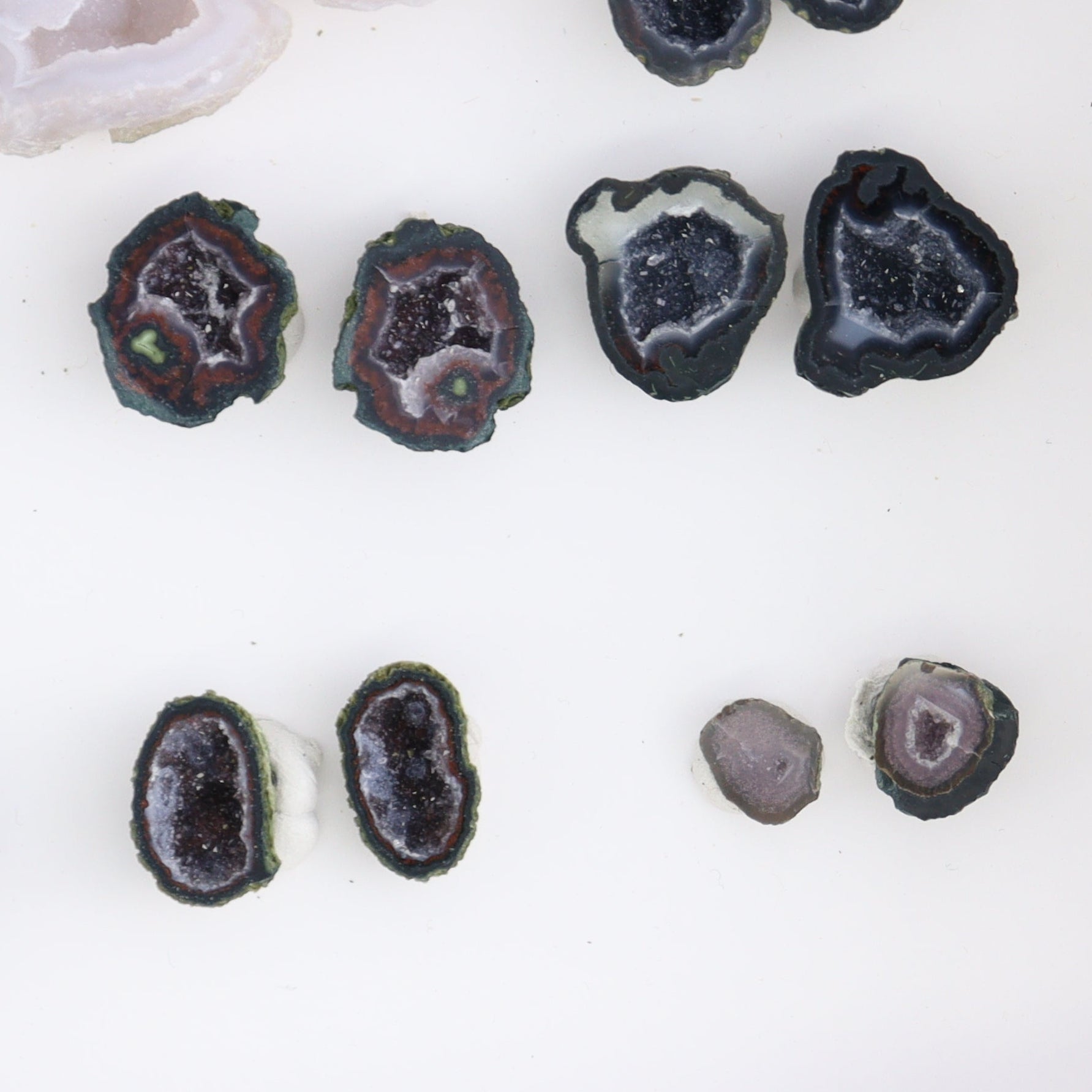 Tabasco Geodes 9 Pairs - Expert Wholesale and Supplier of Wholesale Crystals & Bulk Gemstones, ["Geodes","Tabasco Geode"]