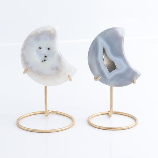 Agate Moons with Stand Set of 5