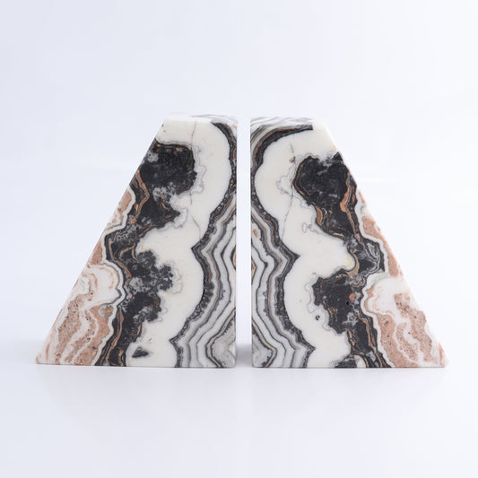 One Pair of Mexican Onyx/Calcite Pink & White Zebra Polished Bookend - Expert Wholesale and Supplier of Wholesale Crystals & Bulk Gemstones, ["Bookends","Calcite","Catalog Onyx","Mexico","onyx"]