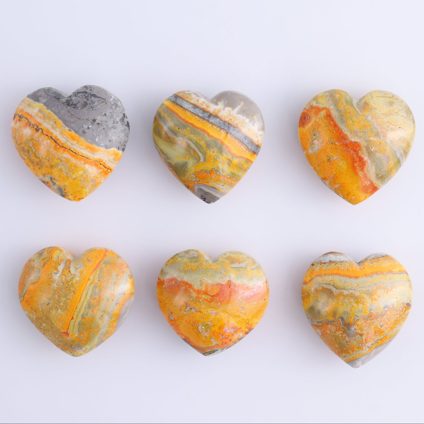 Bumblebee Jasper Hearts Set of 6 - Expert Wholesale and Supplier of Wholesale Crystals & Bulk Gemstones, Bumblebee Jasper, Hearts, jasper
