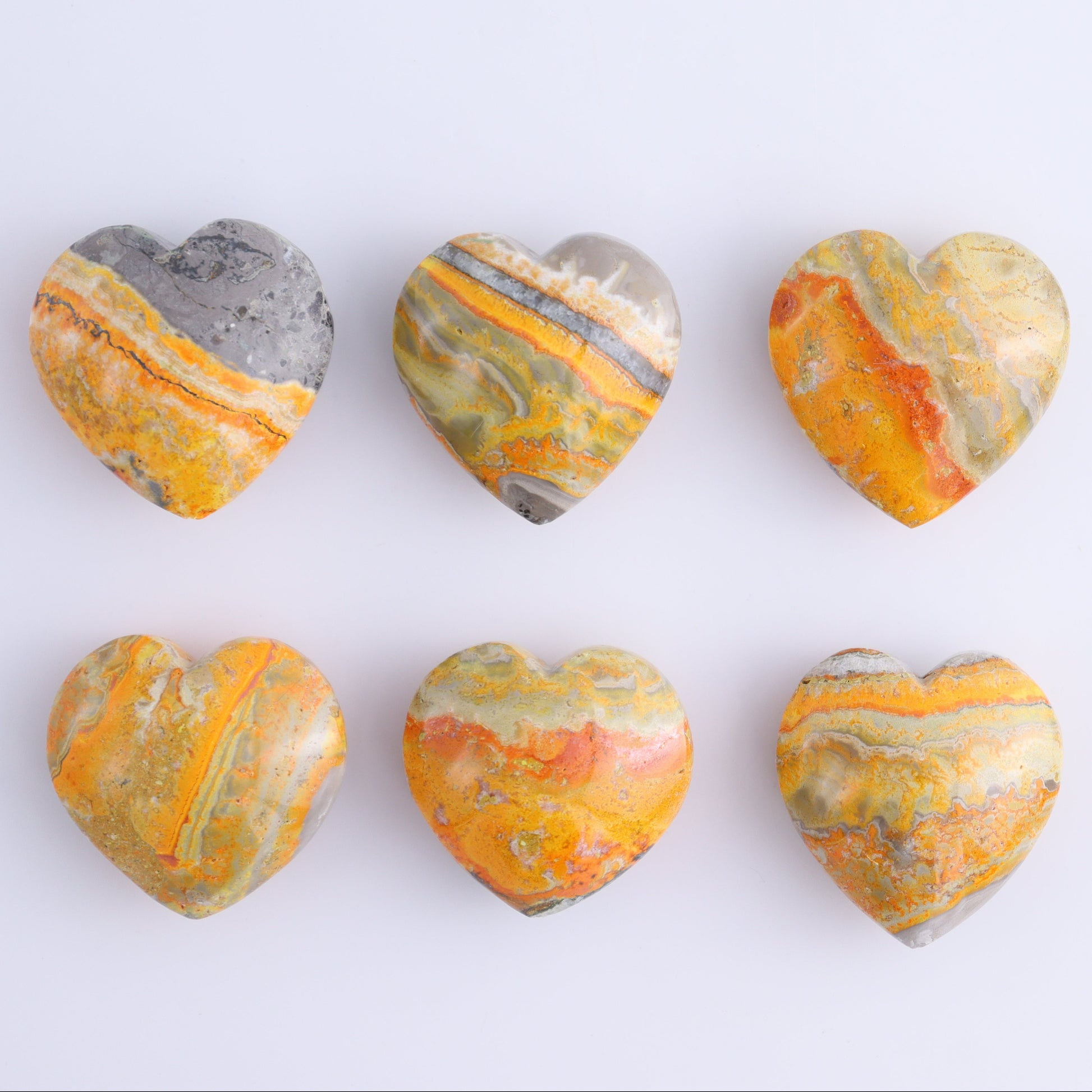 Bumblebee Jasper Hearts Set of 6 - Expert Wholesale and Supplier of Wholesale Crystals & Bulk Gemstones, Bumblebee Jasper, Hearts, jasper