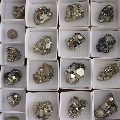 Octahedral Pyrite Clusters Set of 22 - Expert Wholesale and Supplier of Wholesale Crystals & Bulk Gemstones, ["Clusters","Octahedral Pyrite","Peru","Pyrite"]