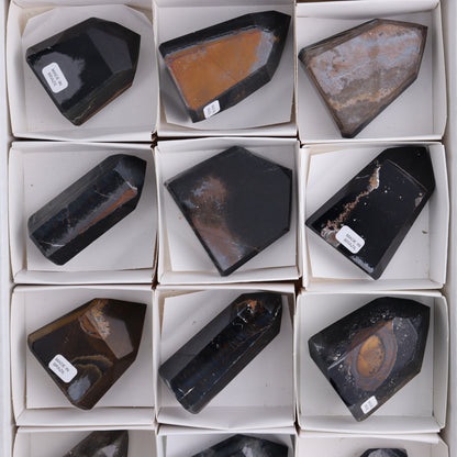 Tiger Eye Towers Set of 12 - Expert Wholesale and Supplier of Wholesale Crystals & Bulk Gemstones, ["Brazil","close_70","Tiger Eye","Towers"]