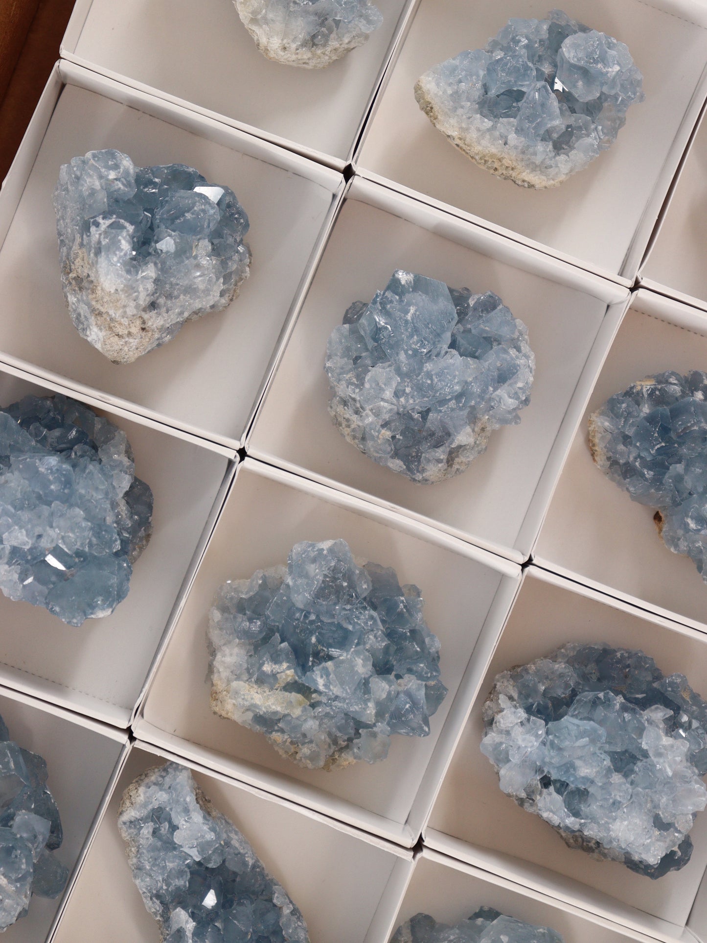 Celestite Clusters Set of 24 - Expert Wholesale and Supplier of Wholesale Crystals & Bulk Gemstones, []