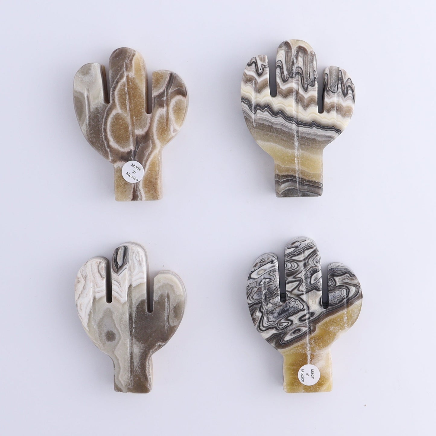 One Cactus Mexican Onyx/Calcite Black & Yellow Zebra 9 cm - Expert Wholesale and Supplier of Wholesale Crystals & Bulk Gemstones, ["Cactus","Calcite","Catalog Onyx","Mexico","onyx"]