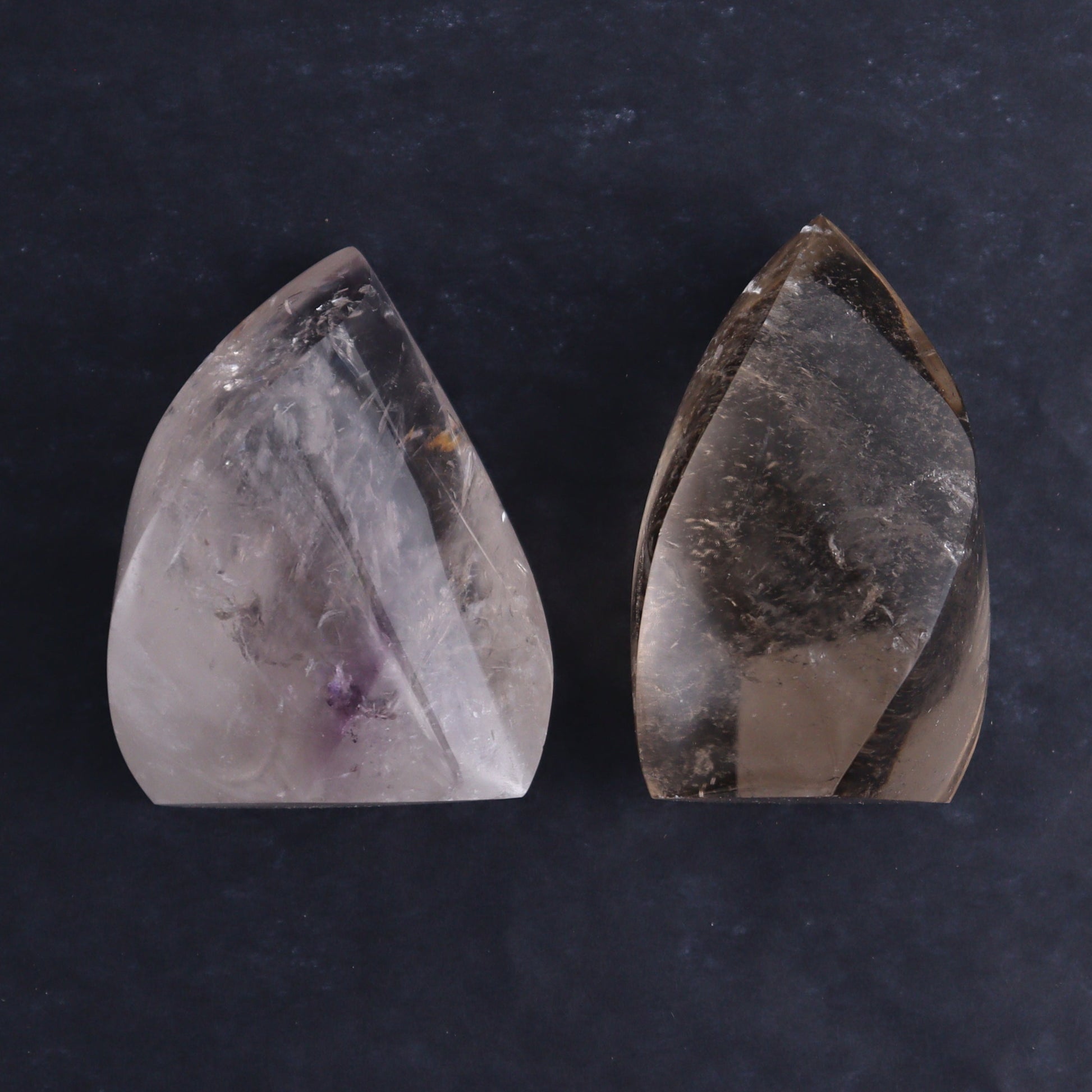 Imperfect Clear and Smoky Quartz Flames Set of 6 - Expert Wholesale and Supplier of Wholesale Crystals & Bulk Gemstones, ["Brazil","Clear Quartz","flames","Quartz","Smoky Quartz"]