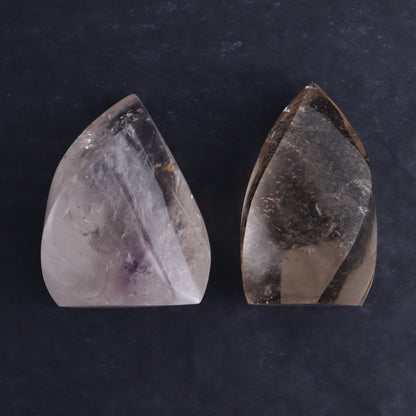 Imperfect Clear and Smoky Quartz Flames Set of 6 - Expert Wholesale and Supplier of Wholesale Crystals & Bulk Gemstones, ["Brazil","Clear Quartz","flames","Quartz","Smoky Quartz"]