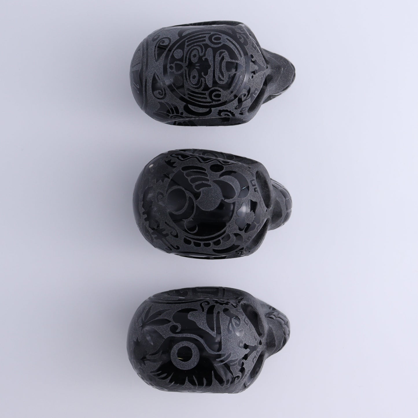 Obsidian Skulls Set of 3 - Expert Wholesale and Supplier of Wholesale Crystals & Bulk Gemstones, ["Mexico","Obsidian","Skulls"]