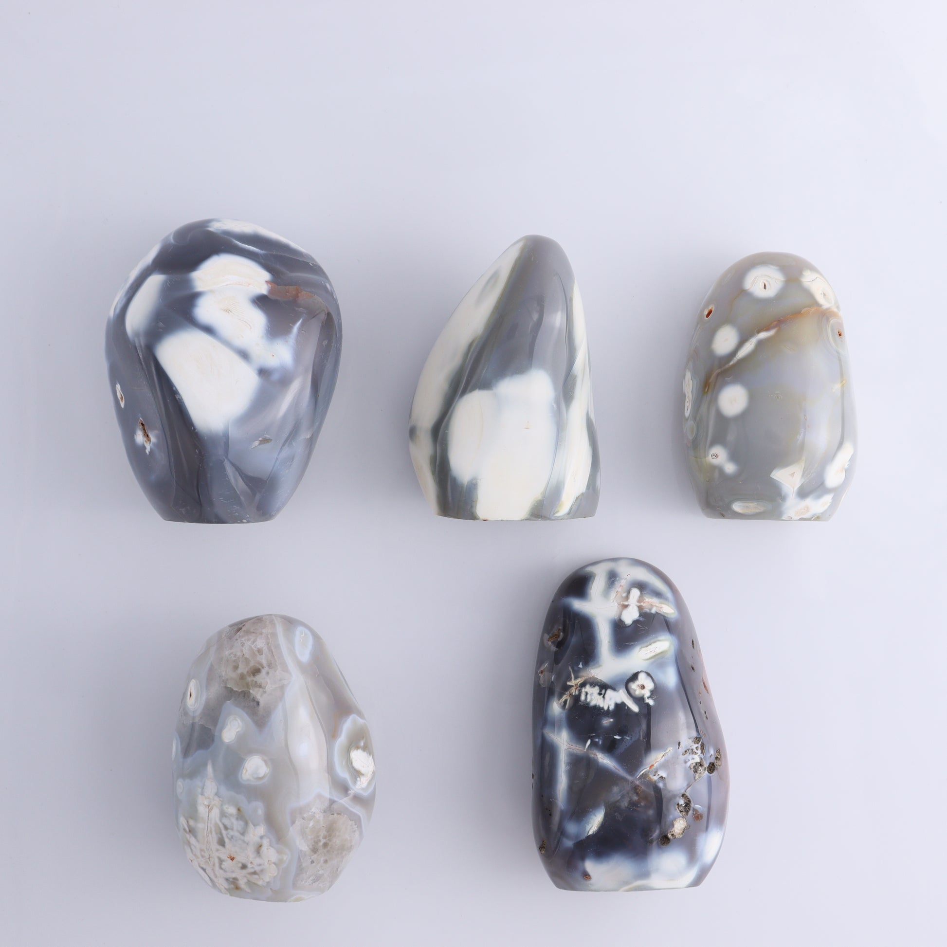 Orca Agate Freeform Set of 5 - Expert Wholesale and Supplier of Wholesale Crystals & Bulk Gemstones, ["Freeforms","Madagascar","Orca Agate"]