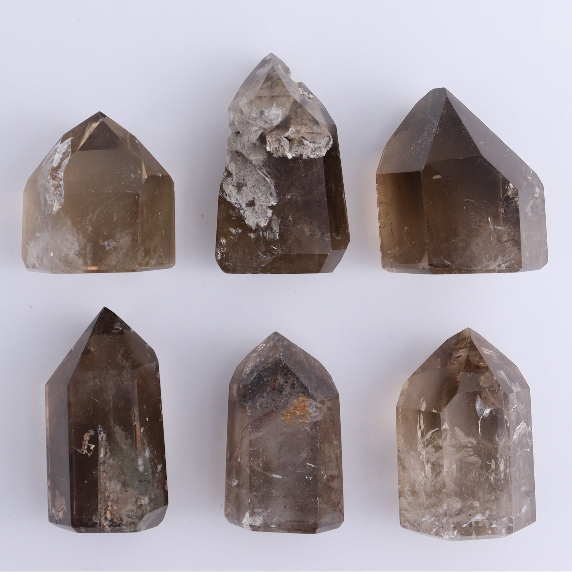 Smoky Quartz Towers Set of 12 - Expert Wholesale and Supplier of Wholesale Crystals & Bulk Gemstones, ["Points","Quartz","Smoky Quartz","Towers"]