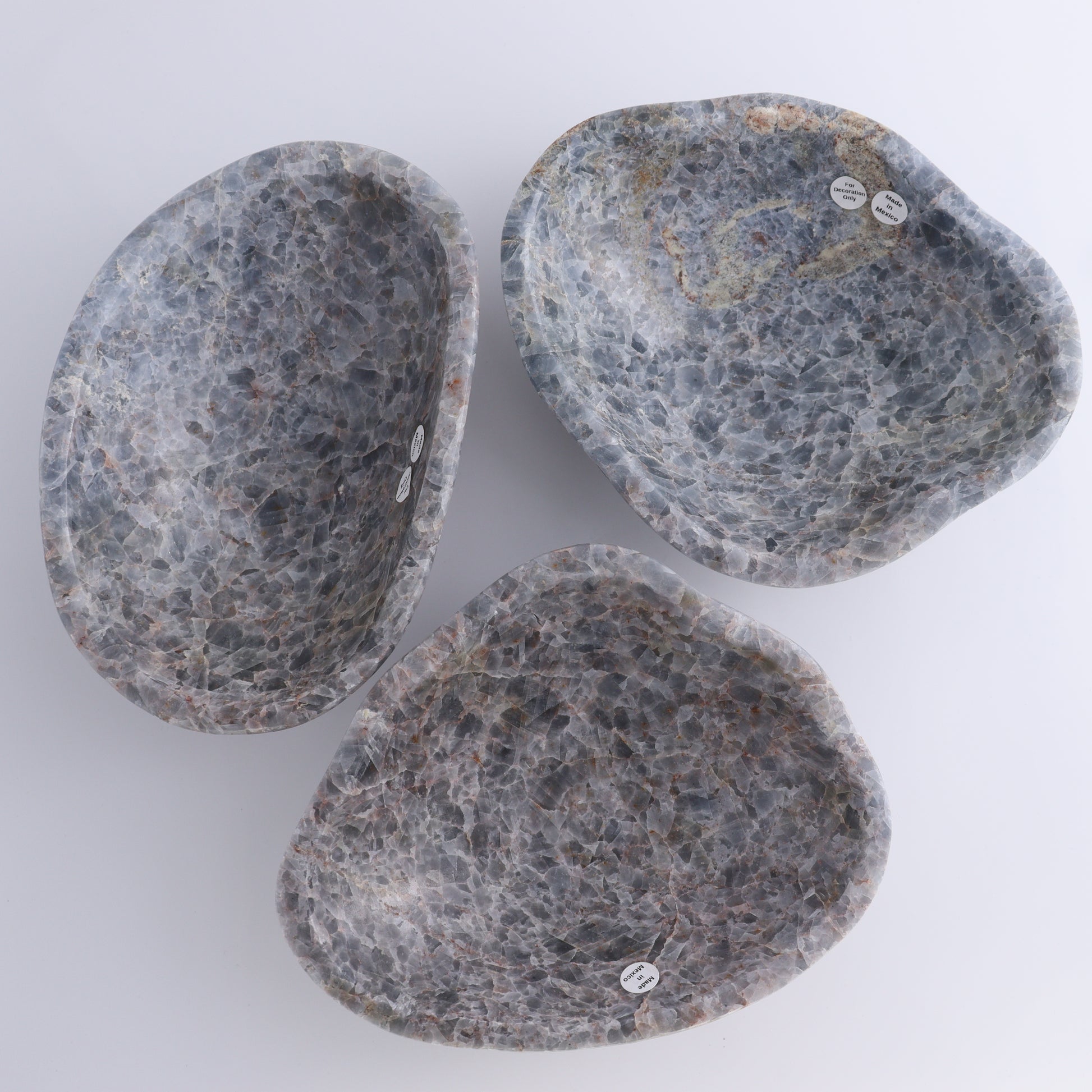 Blue Calcite Bowls Set of 3 - Expert Wholesale and Supplier of Wholesale Crystals & Bulk Gemstones, ["Blue Calcite","bowl","Bowls","Calcite","Mexico"]