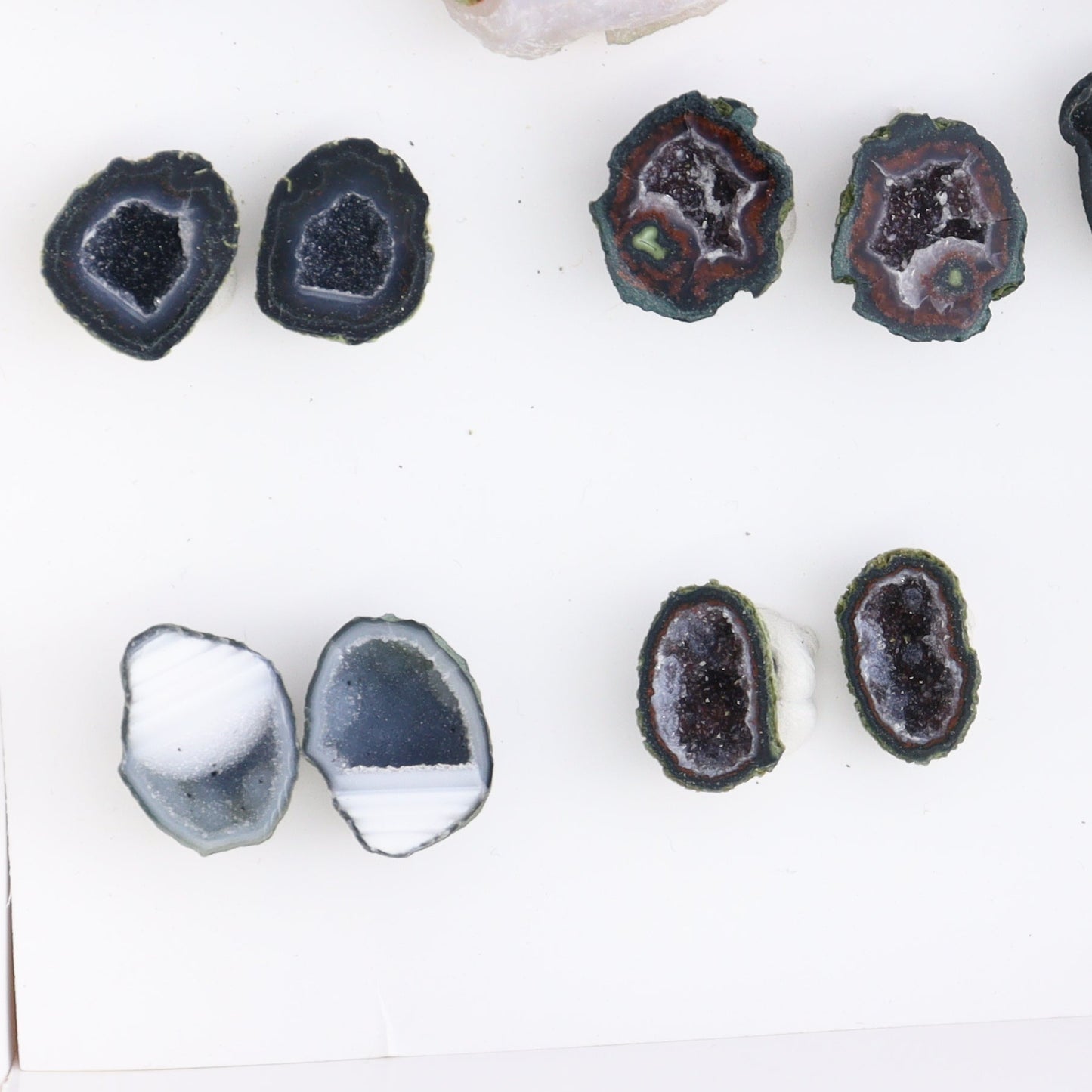 Tabasco Geodes 9 Pairs - Expert Wholesale and Supplier of Wholesale Crystals & Bulk Gemstones, ["Geodes","Tabasco Geode"]
