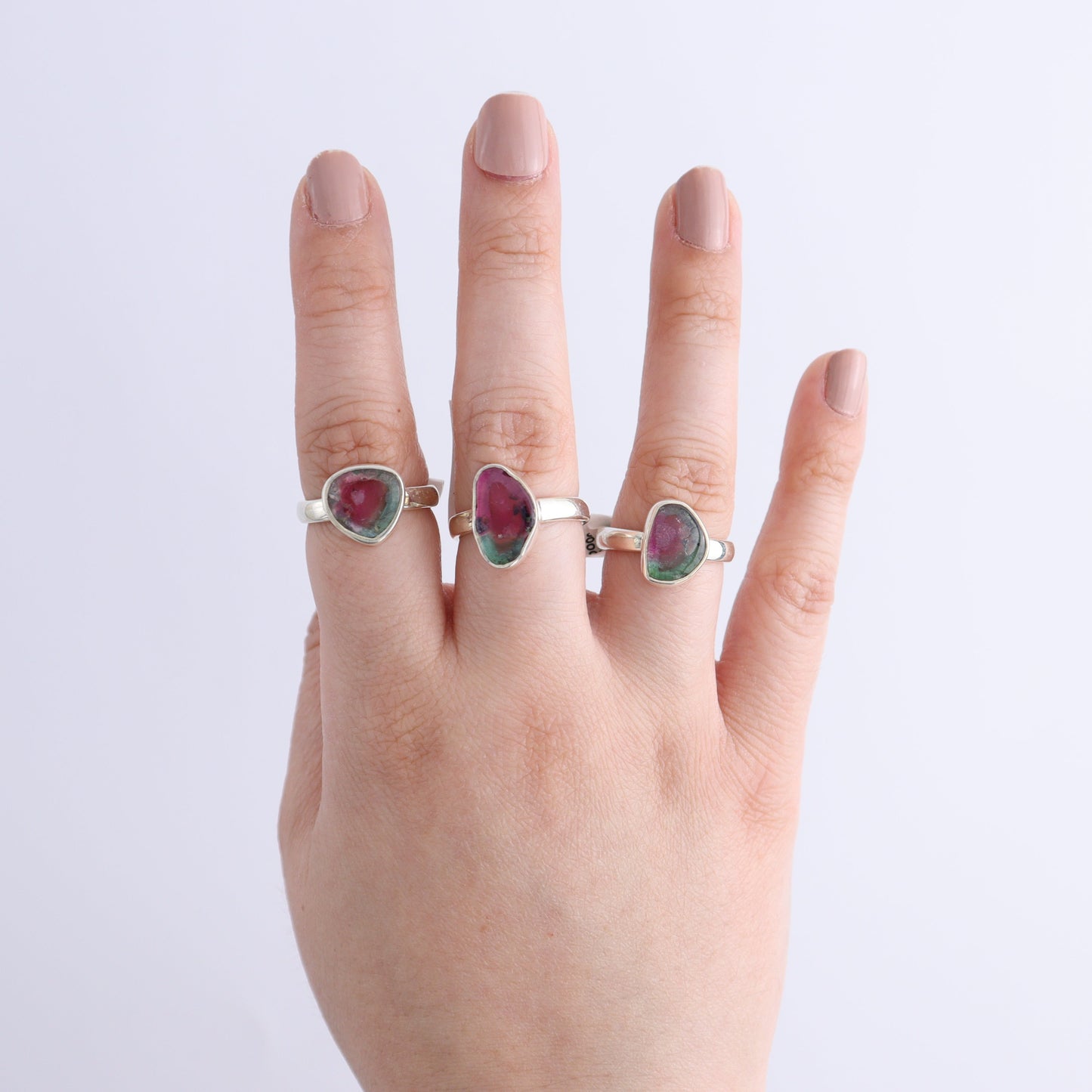 One Watermelon Tourmaline Ring Adjustable - Expert Wholesale and Supplier of Wholesale Crystals & Bulk Gemstones, ["India","Ring","sterling silver","Tourmaline"]
