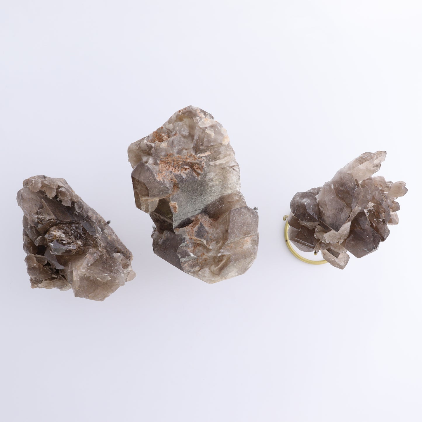 Smoky Quartz Clusters with Stand Set of 3 - Expert Wholesale and Supplier of Wholesale Crystals & Bulk Gemstones, ["cluster","Clusters","Quartz","Smoky Quartz"]