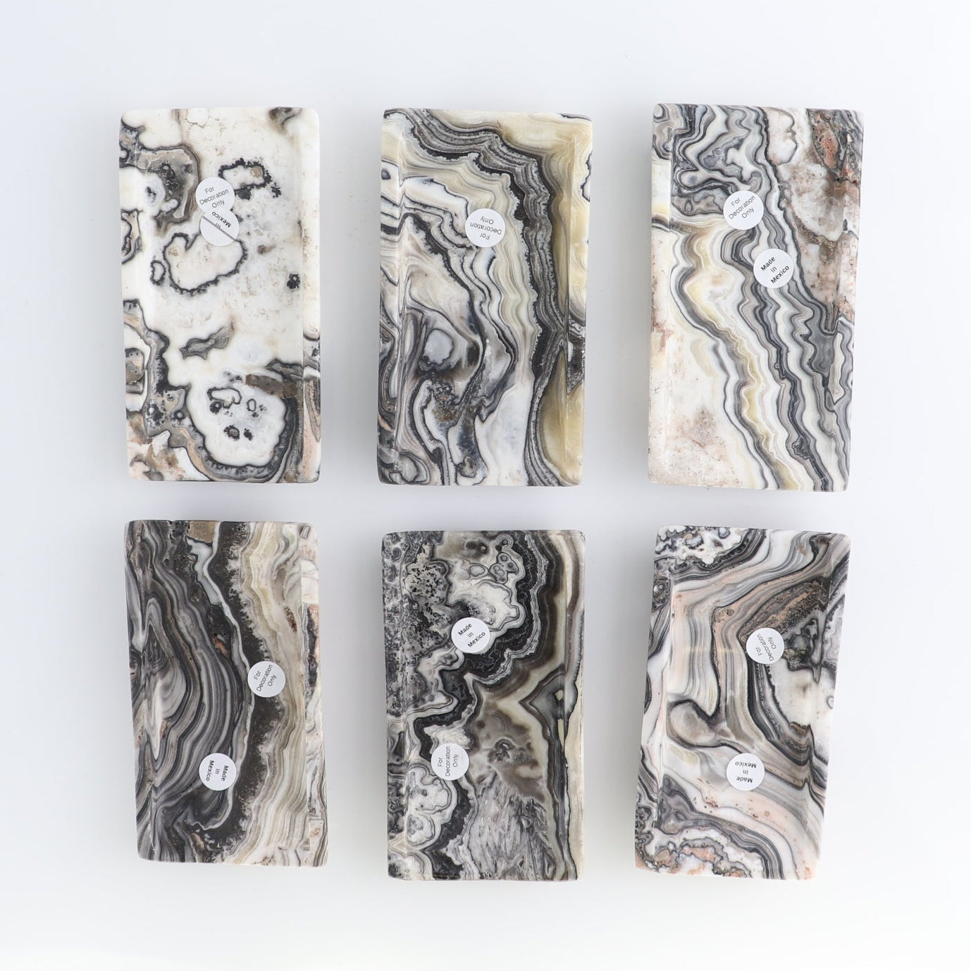 One Mexican Onyx/Calcite Black & White Zebra Rectangle Dish