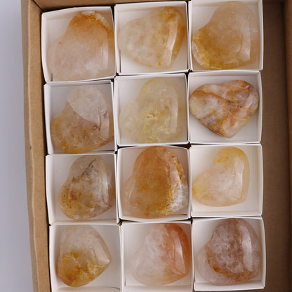 Golden Healer Hearts Set of 12 - Expert Wholesale and Supplier of Wholesale Crystals & Bulk Gemstones, ["Brazil","Golden Healer","Hearts"]