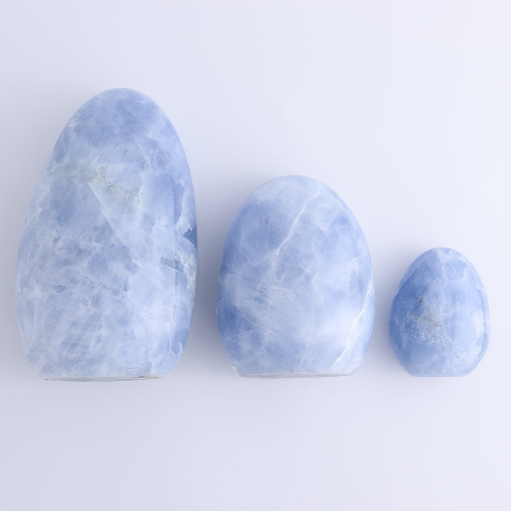 Blue Calcite Set of 3 - Expert Wholesale and Supplier of Wholesale Crystals & Bulk Gemstones, ["Blue Calcite","Calcite","Freeform","Madagascar"]