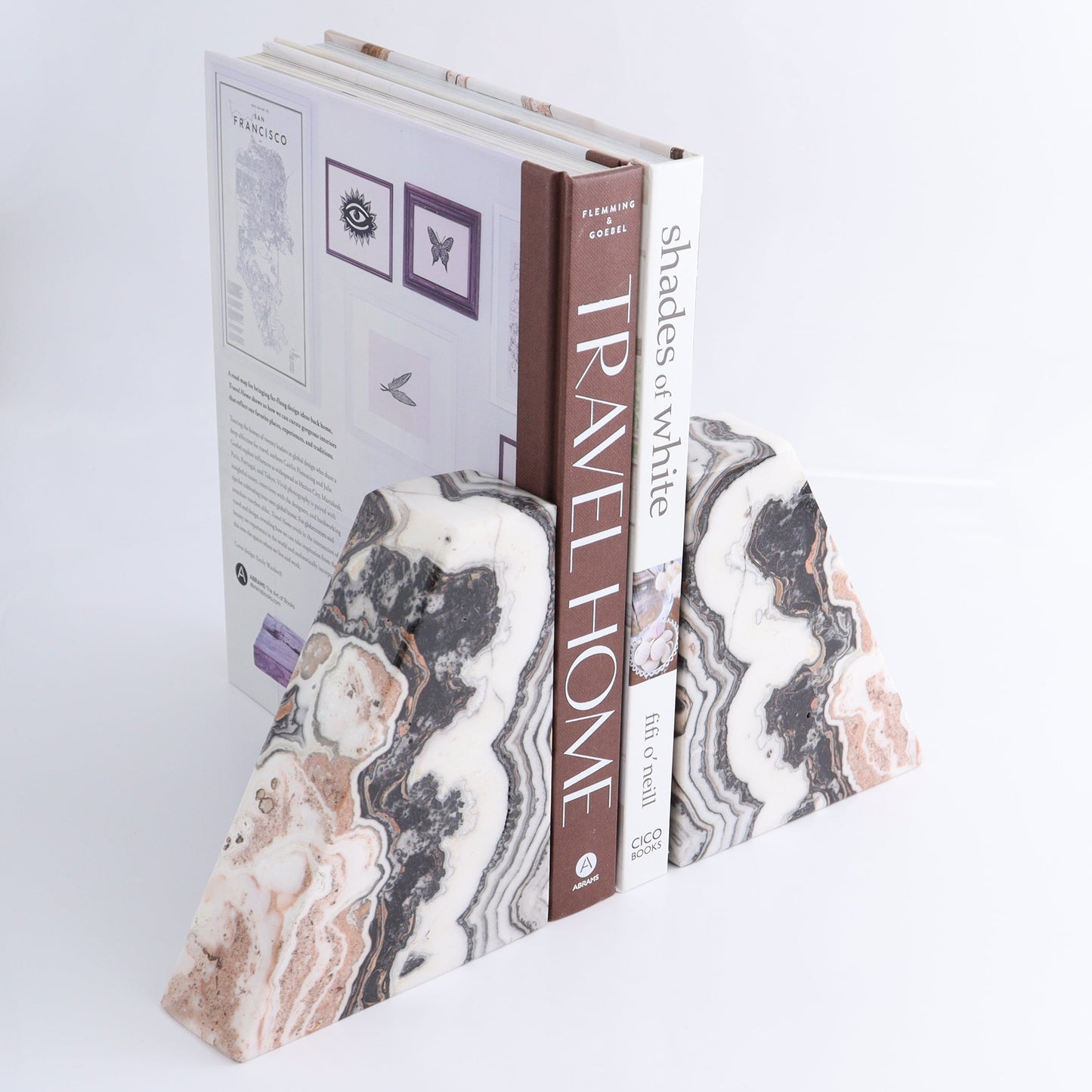 One Pair of Mexican Onyx/Calcite Pink & White Zebra Polished Bookend - Expert Wholesale and Supplier of Wholesale Crystals & Bulk Gemstones, ["Bookends","Calcite","Catalog Onyx","Mexico","onyx"]