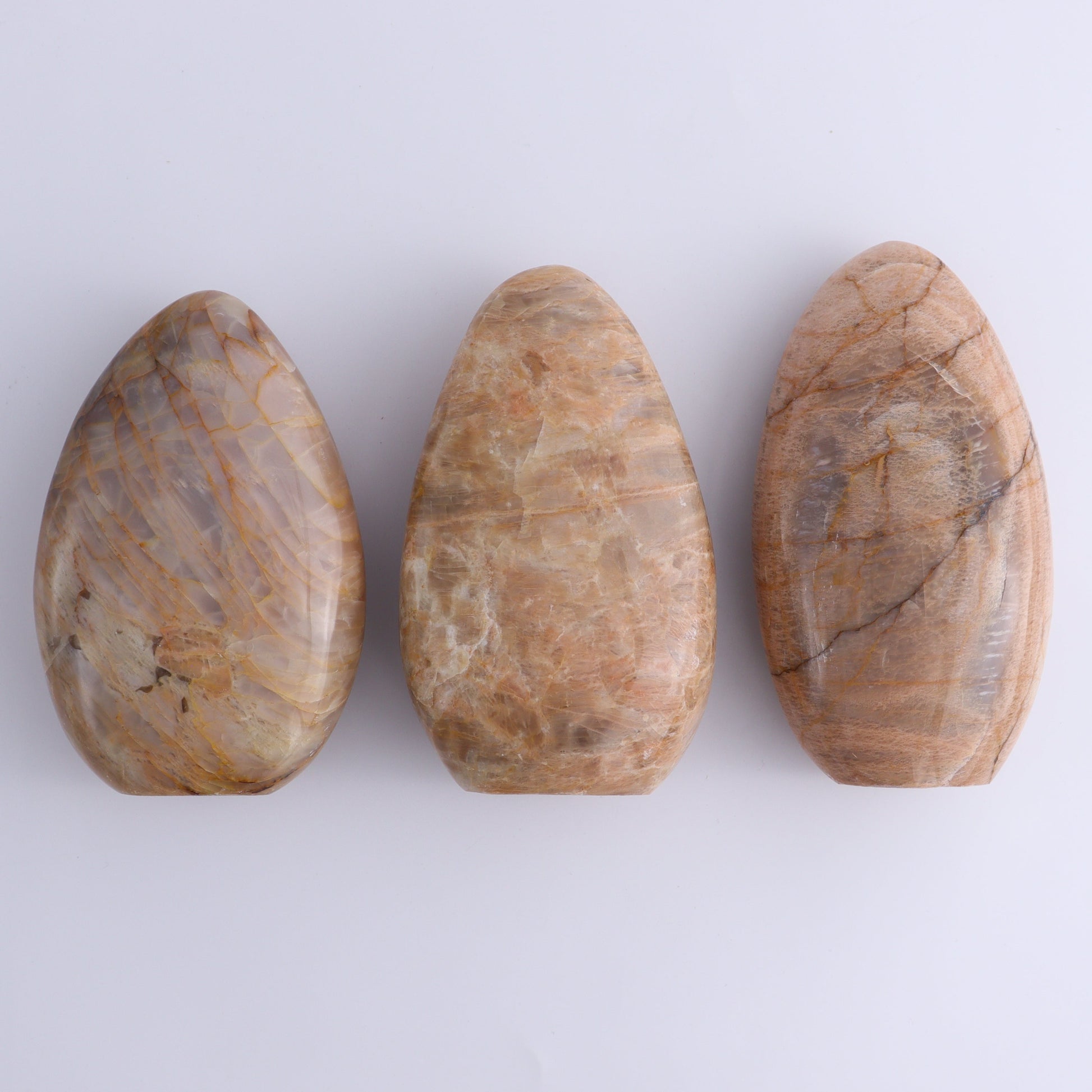 Peach Moonstone Freeform Set of 3 - Expert Wholesale and Supplier of Wholesale Crystals & Bulk Gemstones, ["Freeforms","Peach Moonstone"]