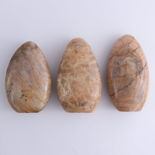 Peach Moonstone Freeform Set of 3 - Expert Wholesale and Supplier of Wholesale Crystals & Bulk Gemstones, ["Freeforms","Peach Moonstone"]