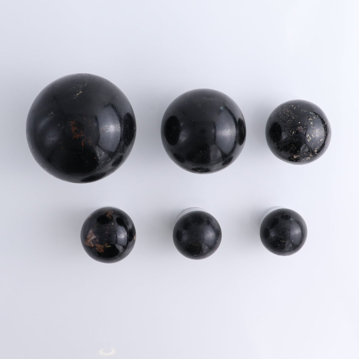 Black Tourmaline Spheres Set of 6