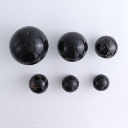 Black Tourmaline Spheres Set of 6