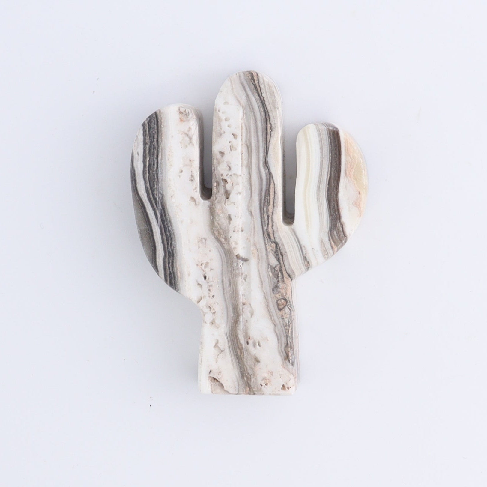 One Cactus Mexican Onyx/Calcite White Zebra 9 cm - Expert Wholesale and Supplier of Wholesale Crystals & Bulk Gemstones, ["Cactus","Calcite","Catalog Onyx","Mexico","onyx"]