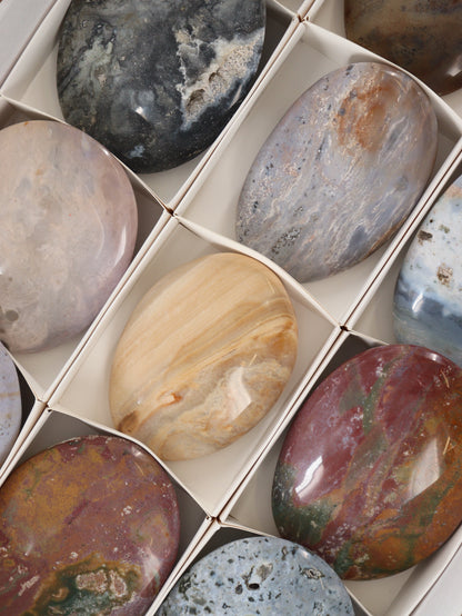 Ocean Jasper Palm Stones Flat - Expert Supplier of Wholesale Crystals & Bulk Gemstones