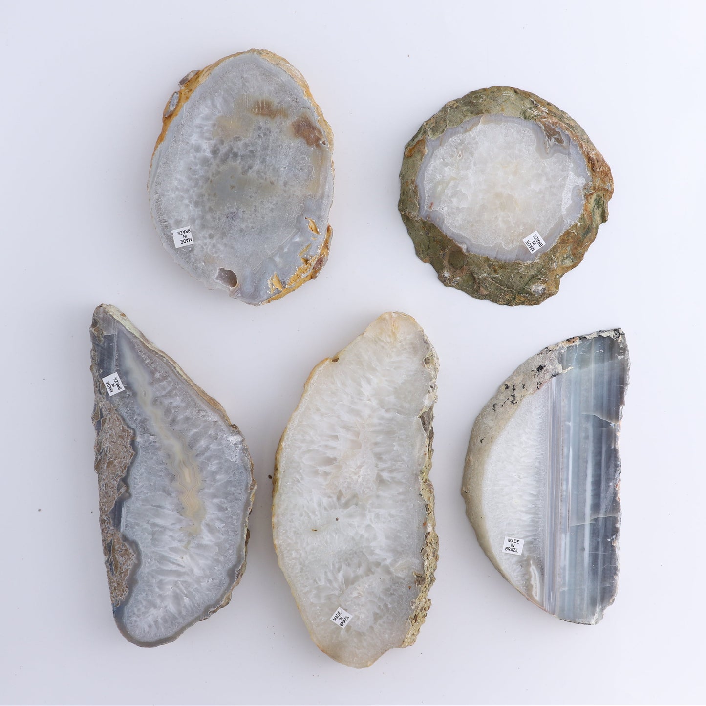Agate Slices Set of 5 - Expert Wholesale and Supplier of Wholesale Crystals & Bulk Gemstones, ["Agate","Brazil","Slices and Slabs"]