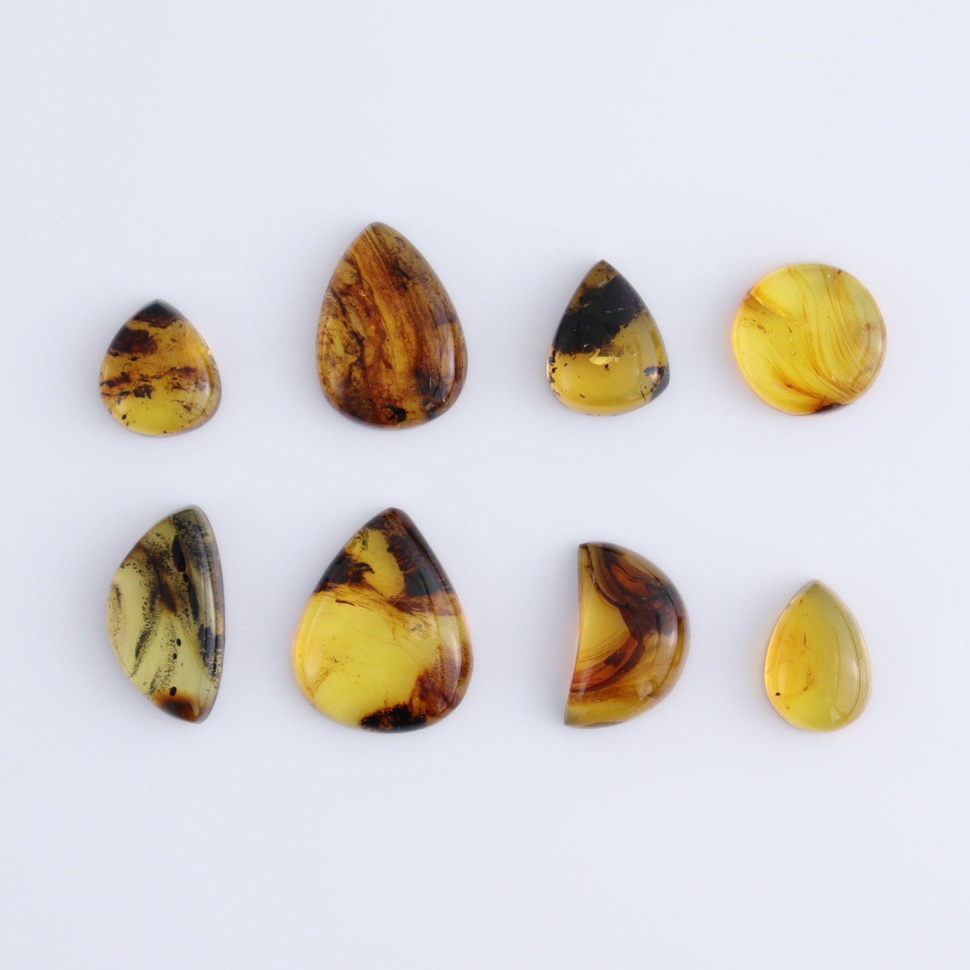 Chiapas Mexico Amber Cabs Set of 8 - Expert Wholesale and Supplier of Wholesale Crystals & Bulk Gemstones, ["Amber","Cabs","Chiapas Amber","Mexico"]